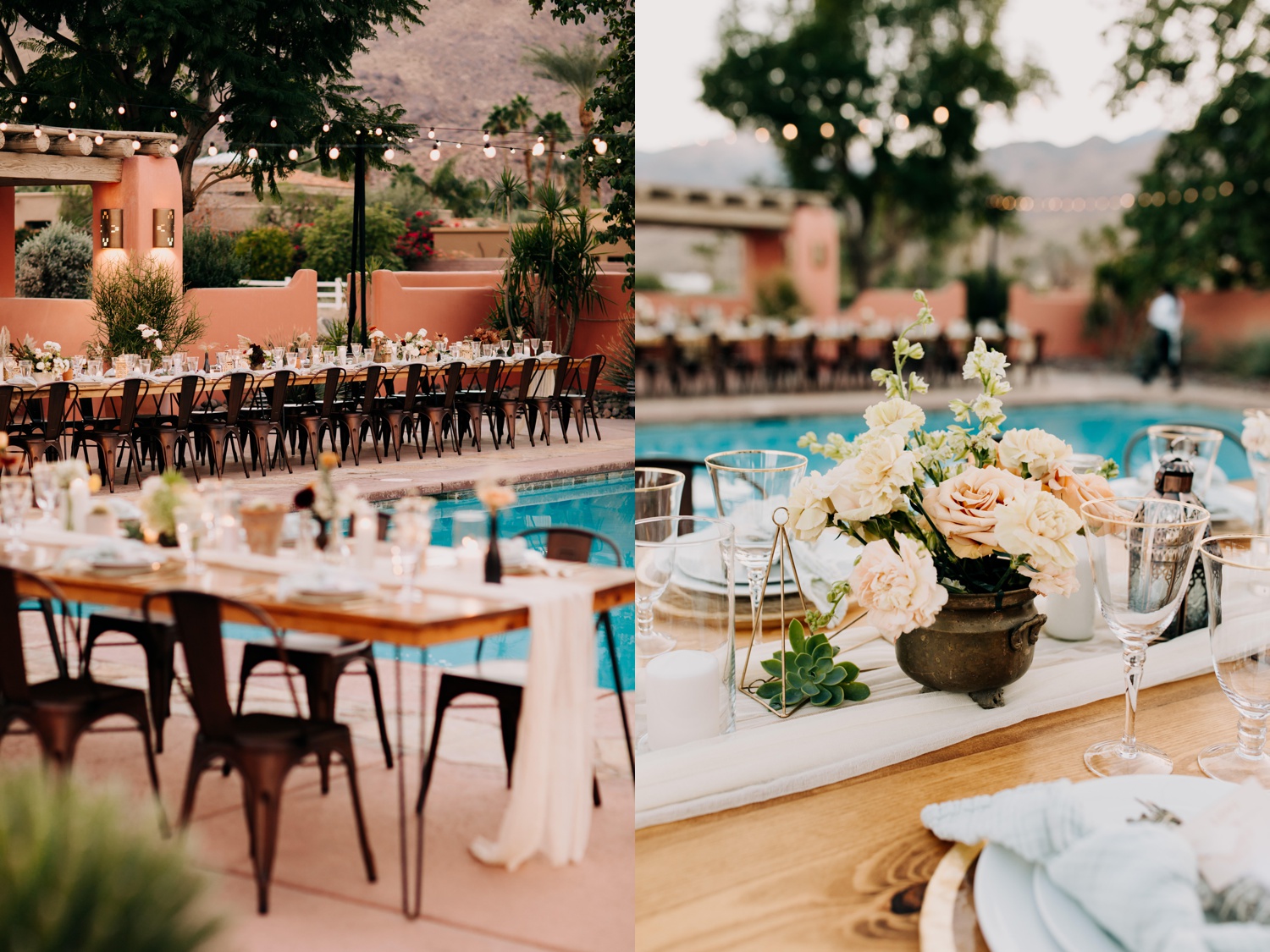chic bohemian wedding details at the pond estate palm springs