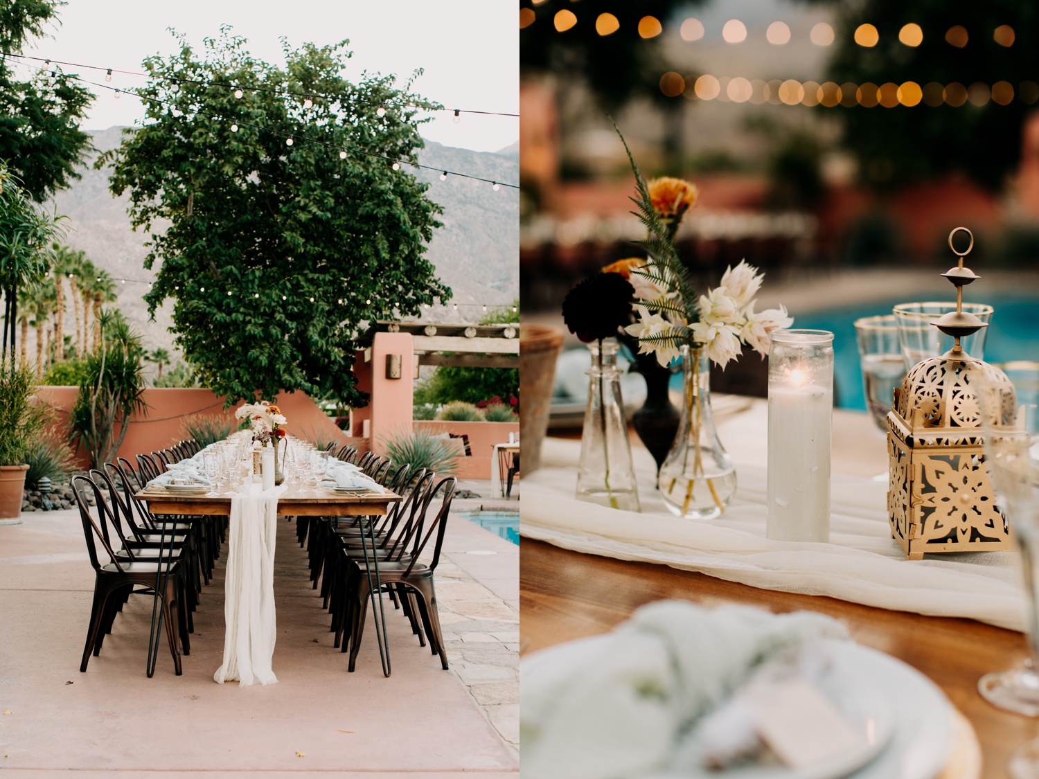 chic bohemian wedding details at the pond estate palm springs