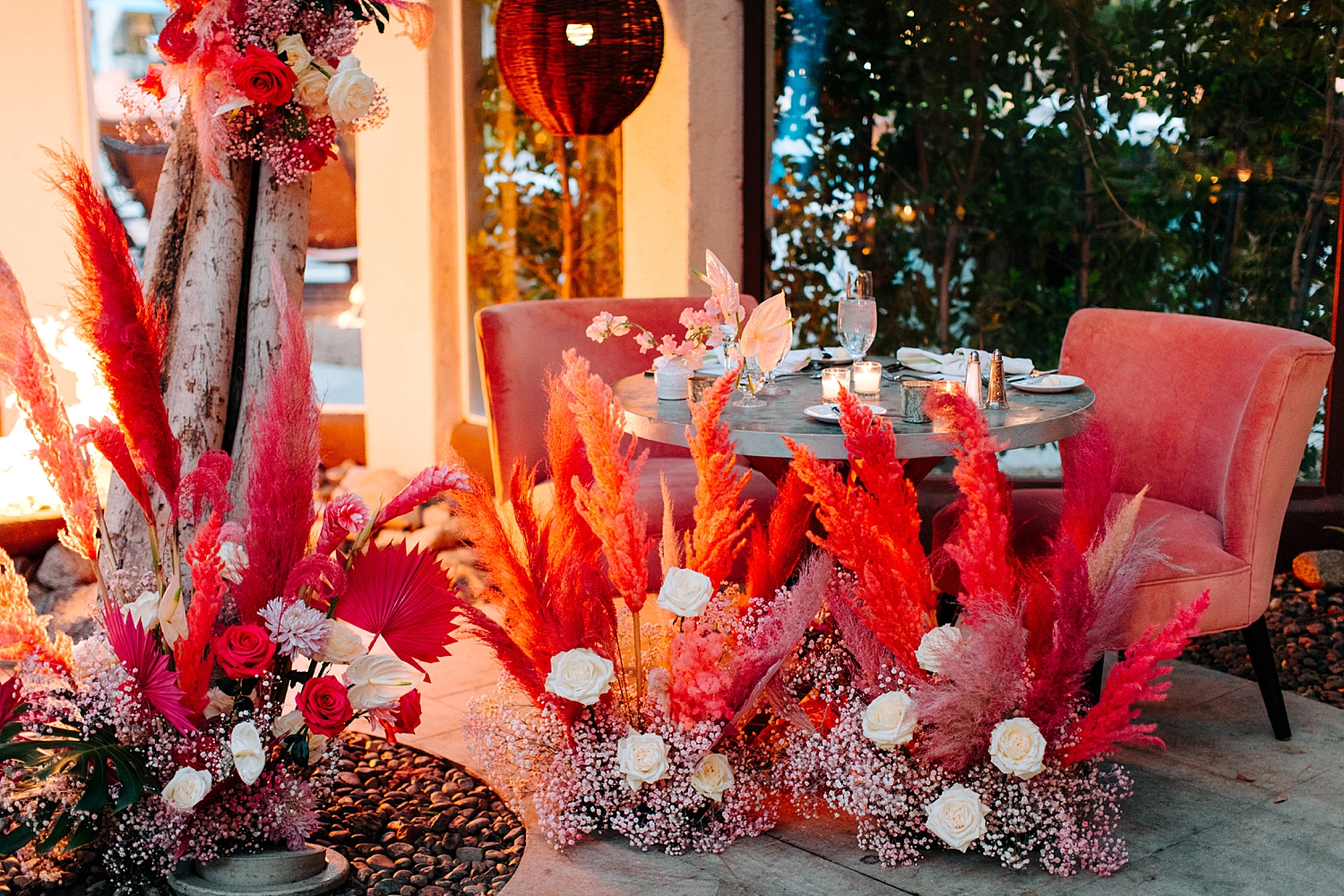 Riviera Palm Springs Wedding Bright Pink Bohemian Reception Decor