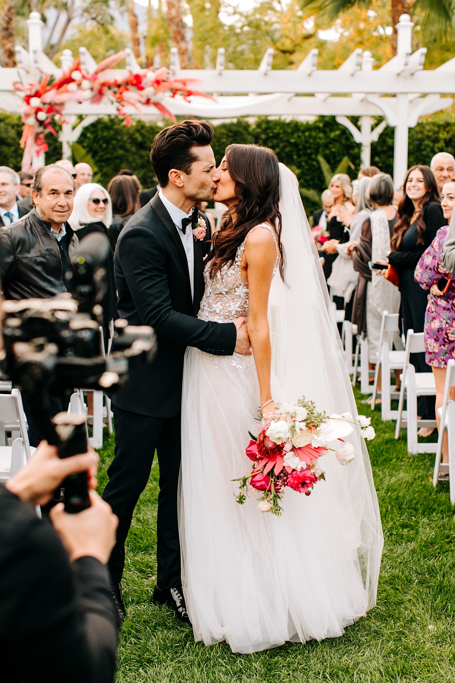 bright pink wedding ceremony at Riviera Palm Springs