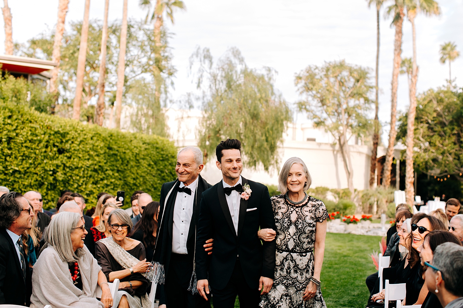 bright pink wedding ceremony at Riviera Palm Springs