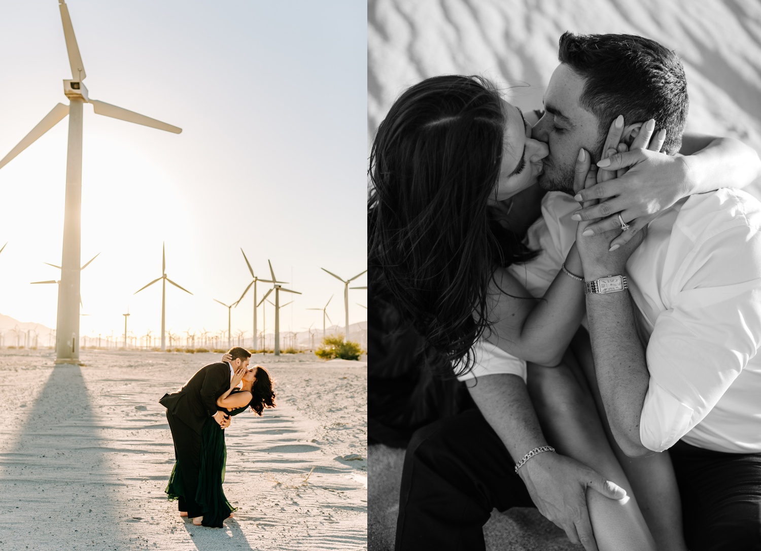 engagement photos at the windmills in Palm Springs