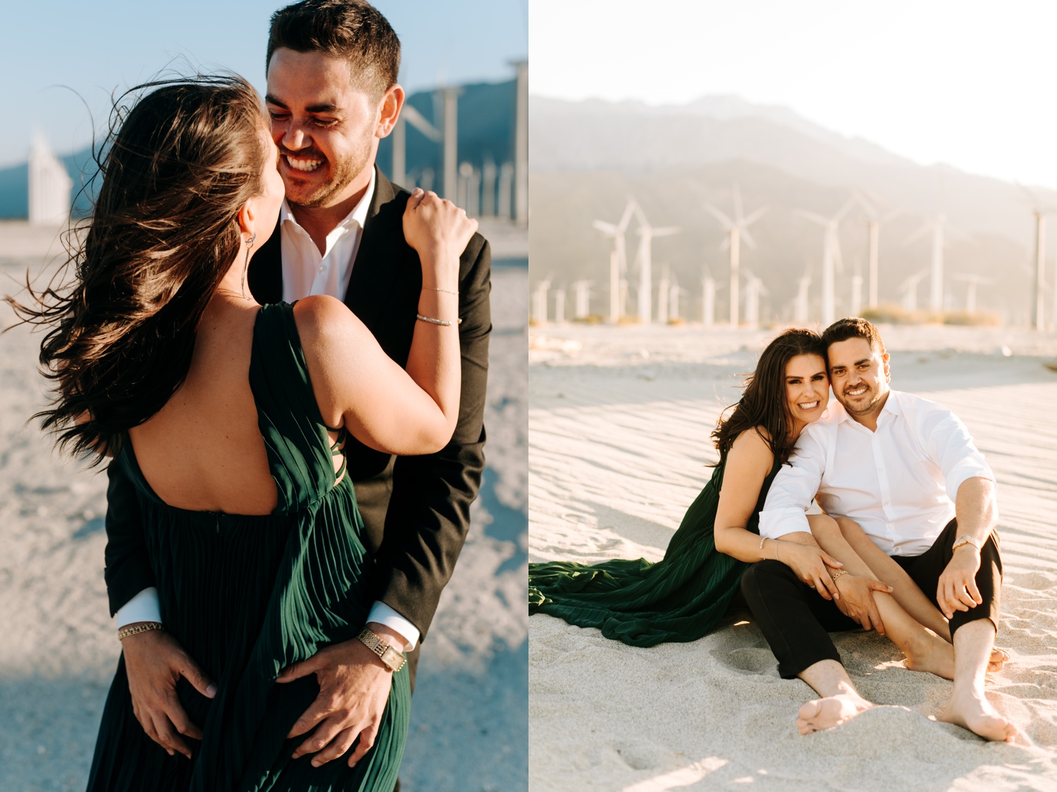 engagement photos at the windmills in Palm Springs
