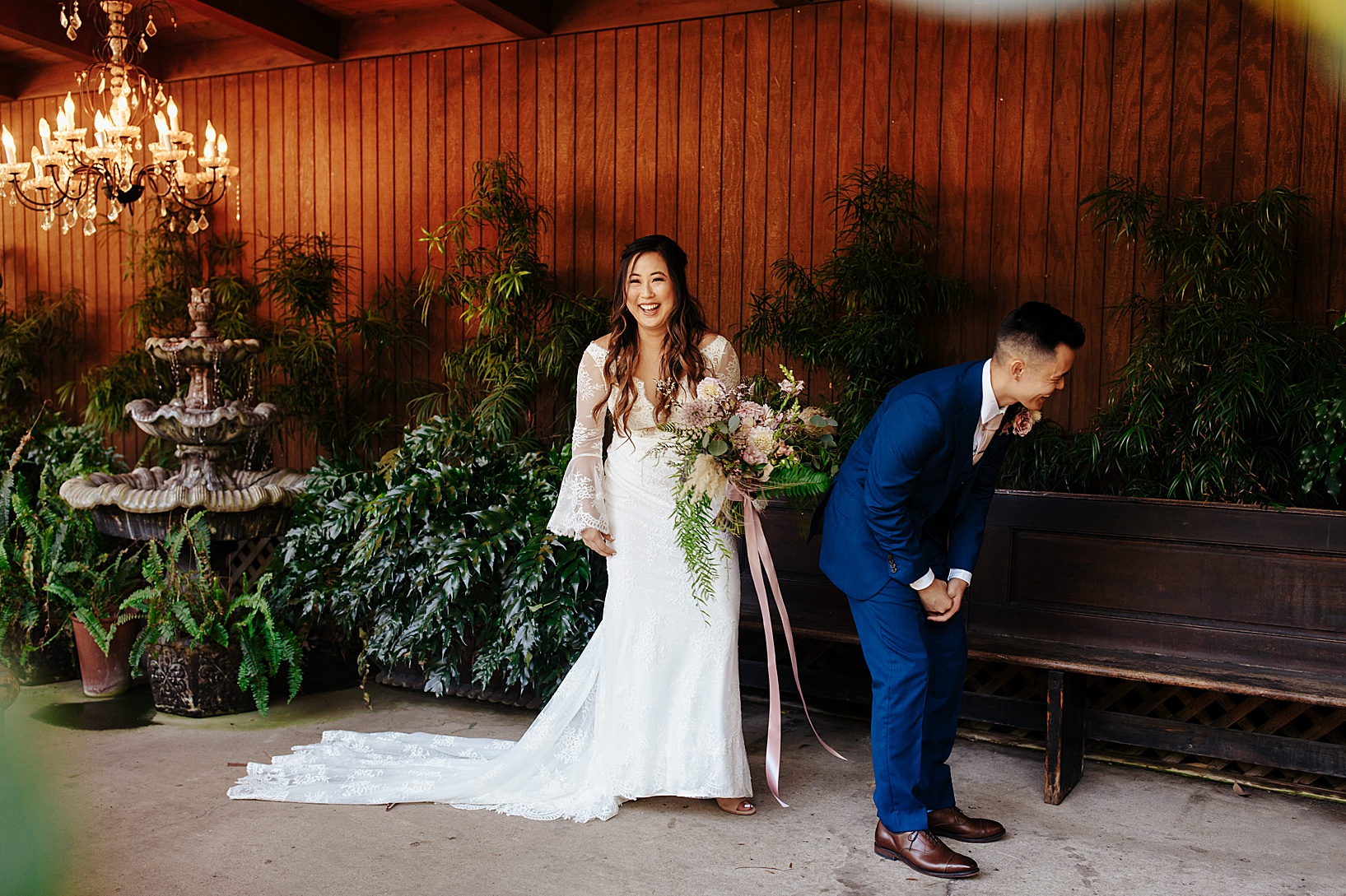 first look for San Marcos wedding at Twin Oaks House