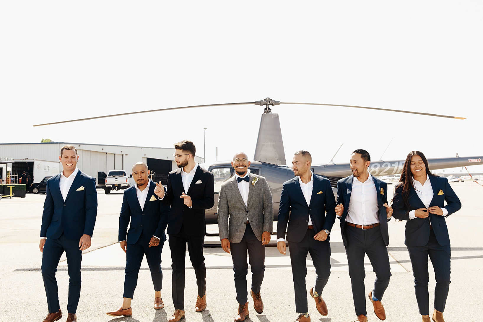 first look for Fullerton Wedding at Hangar 21 South