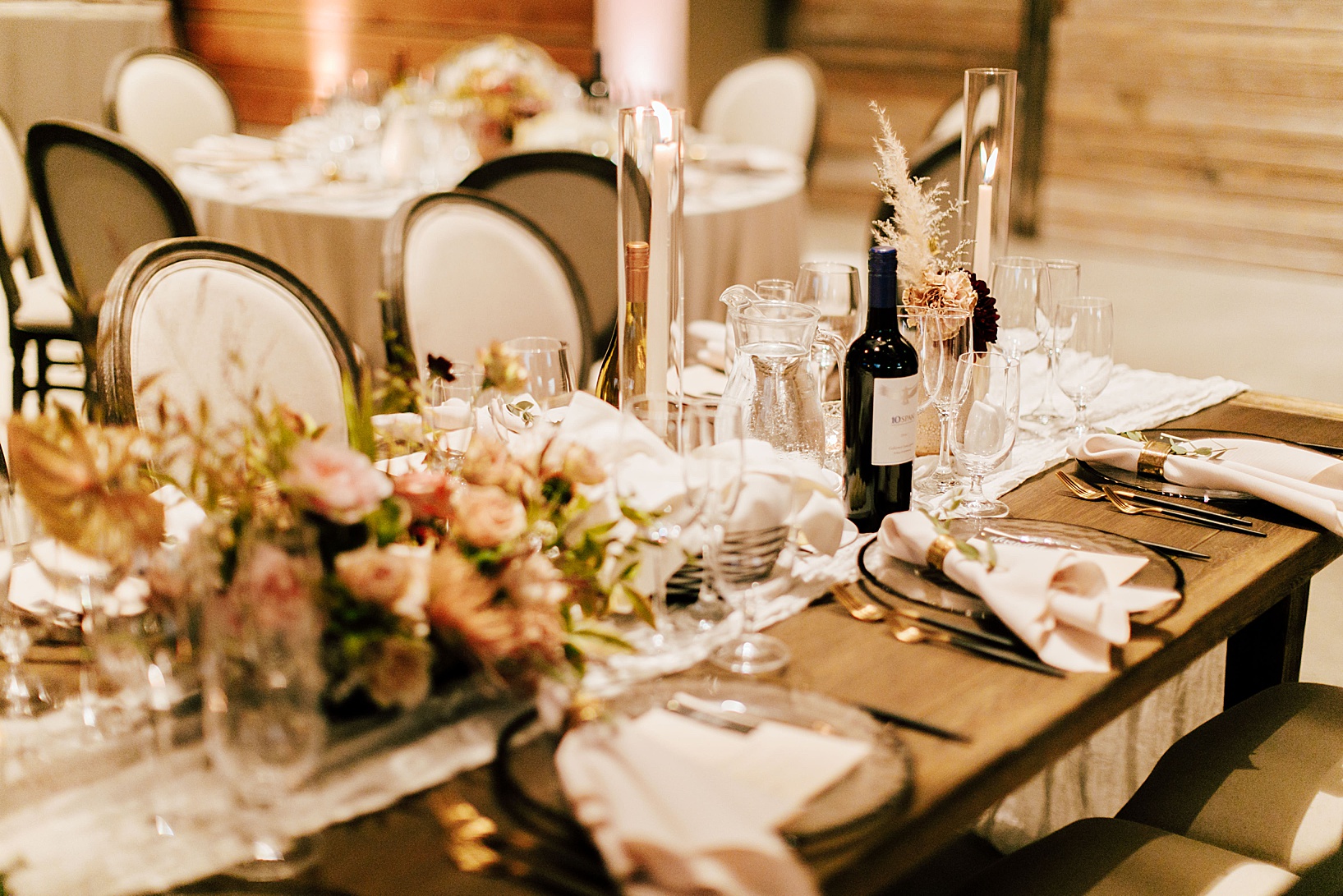 reception details for Temecula wedding at Galway Downs